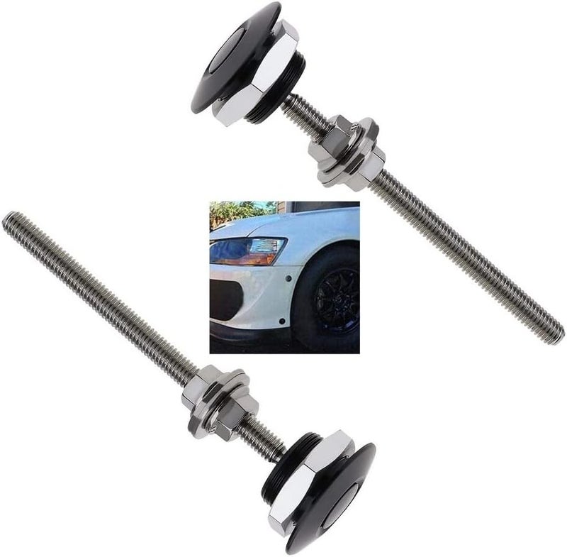 ANJOSHI 2Pack Quick Release Latch Lock Clip Push Button Bonnet Kit 1.25in/32mm Diameter Universal Aluminum Alloy Quick Latch Lock for Auto Car Bumper License Plate Hood or Various DIY(2Pack-Black) - Image 1